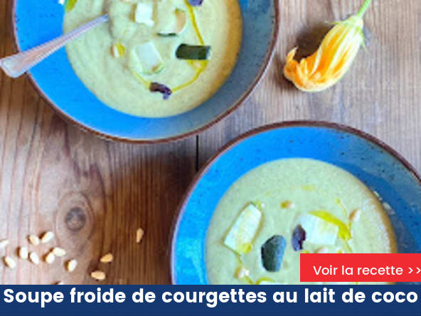 Soupe froide de courgettes au lait de coco